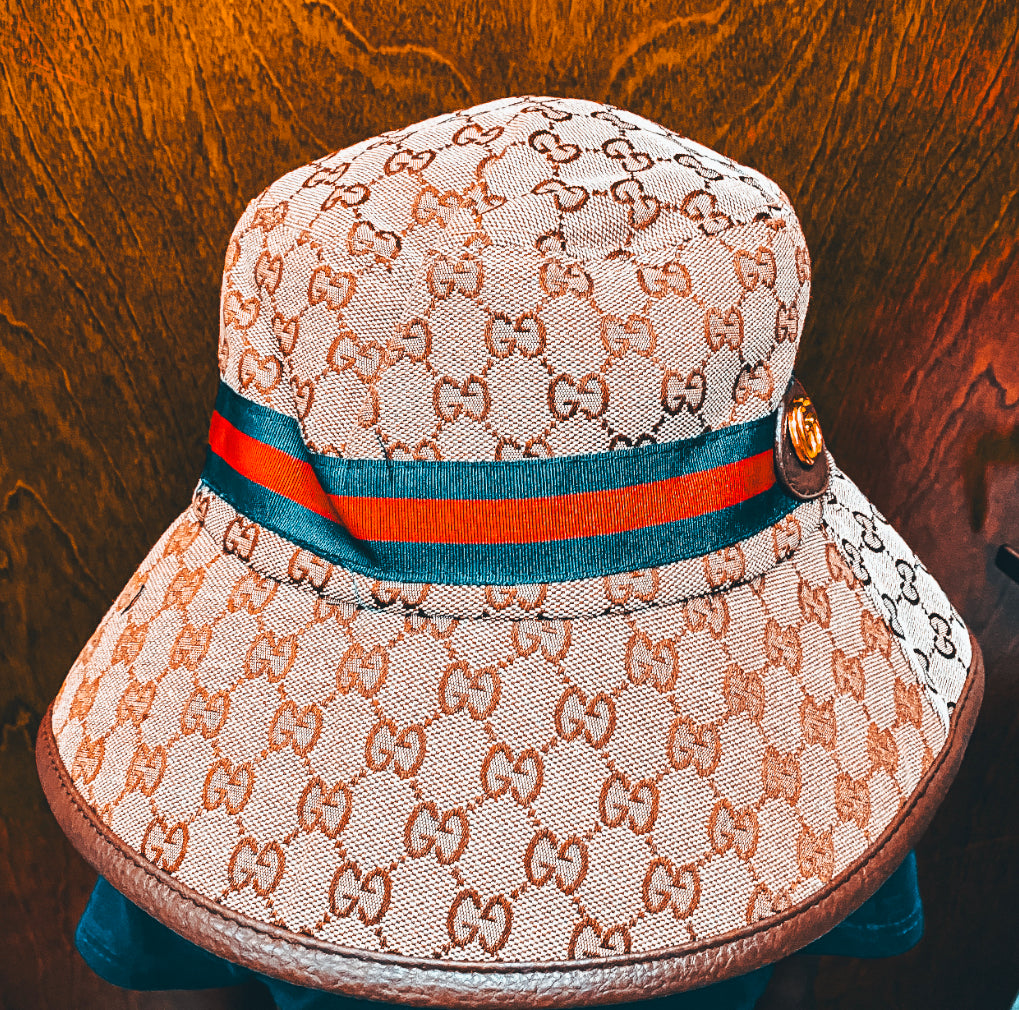 GG Brown summer Hat (With Stripe)